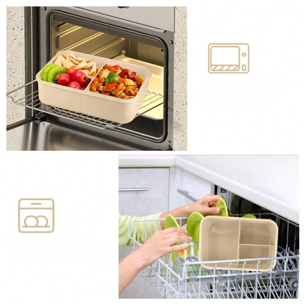 Leak Proof 1200ml Adult Bento Lunch Box with Cutlery and 3 Compartments