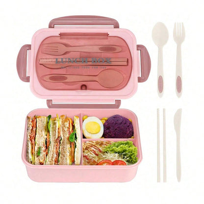 Leak Proof 1200ml Adult Bento Lunch Box with Cutlery and 3 Compartments