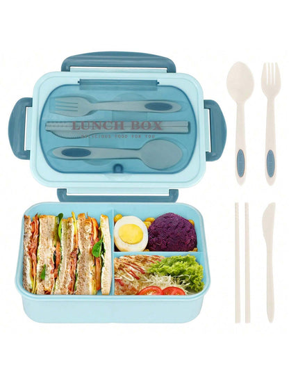 Leak Proof 1200ml Adult Bento Lunch Box with Cutlery and 3 Compartments