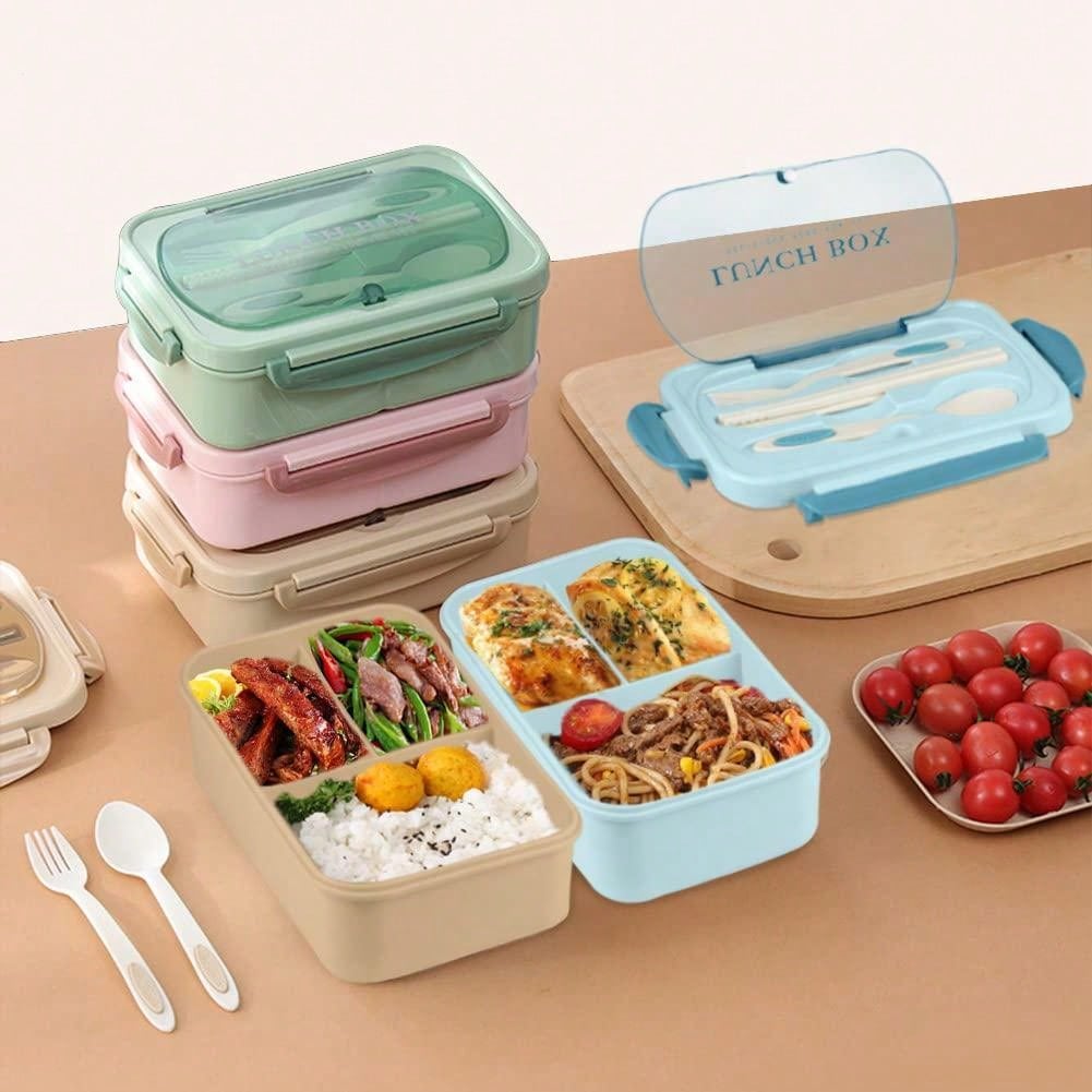 Leak Proof 1200ml Adult Bento Lunch Box with Cutlery and 3 Compartments