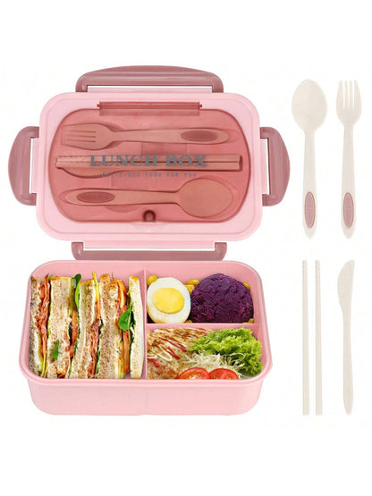 Leak Proof 1200ml Adult Bento Lunch Box with Cutlery and 3 Compartments