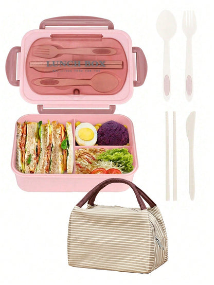 Leak Proof 1200ml Adult Bento Lunch Box with Cutlery and 3 Compartments