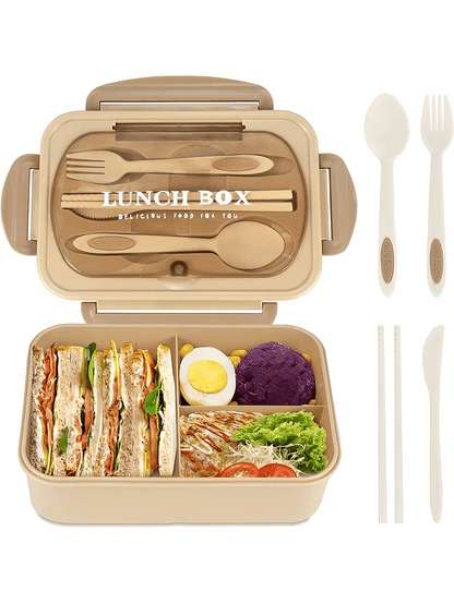 Leak Proof 1200ml Adult Bento Lunch Box with Cutlery and 3 Compartments