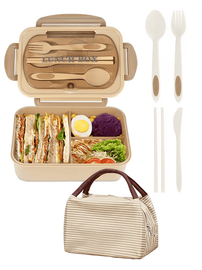 Leak Proof 1200ml Adult Bento Lunch Box with Cutlery and 3 Compartments