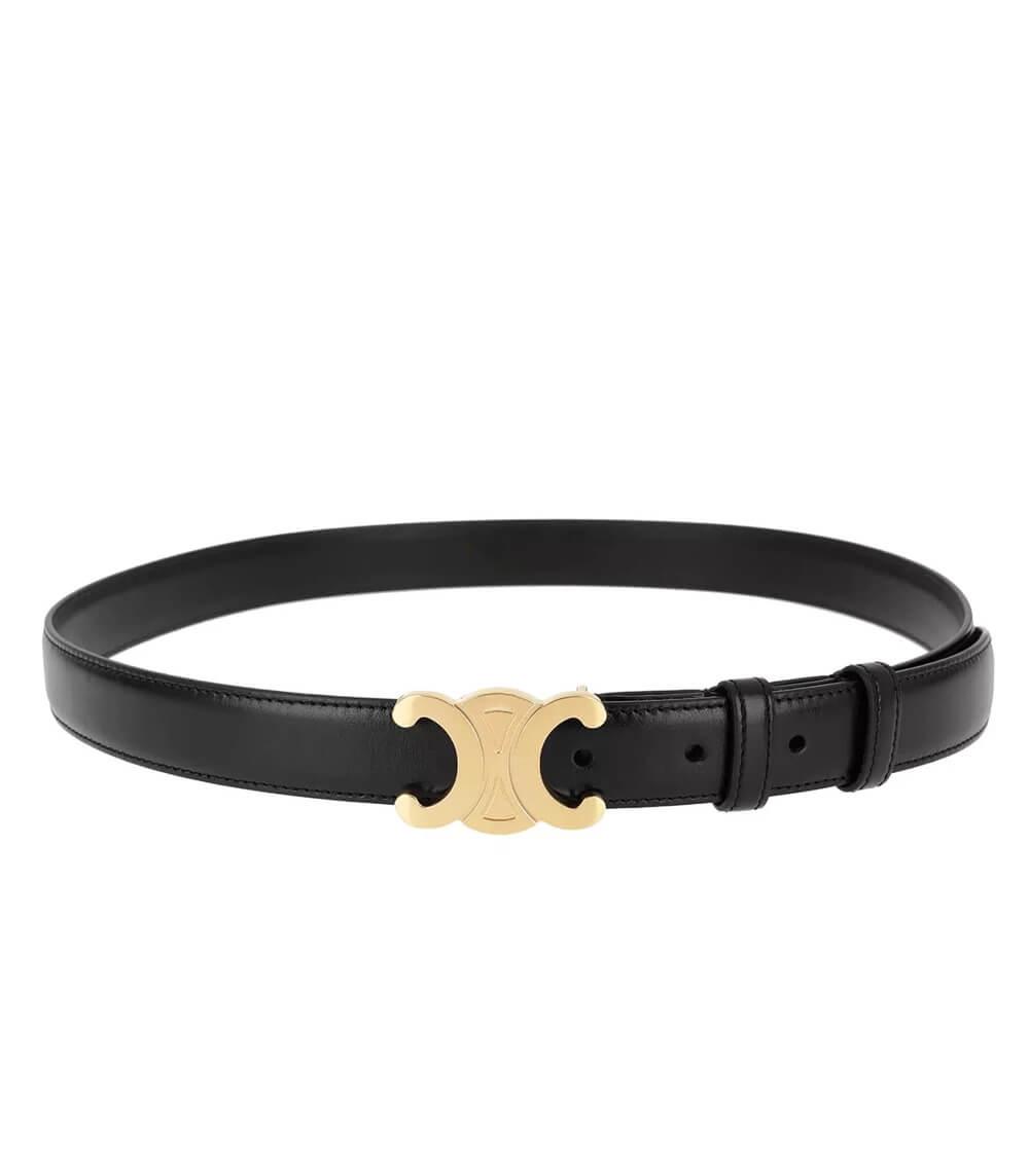 Leather Belt with Adjustable Fit and Gold Buckle for Everyday and Formal Wear