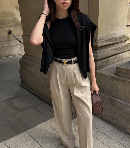 Leather Belt with Adjustable Fit and Gold Buckle for Everyday and Formal Wear