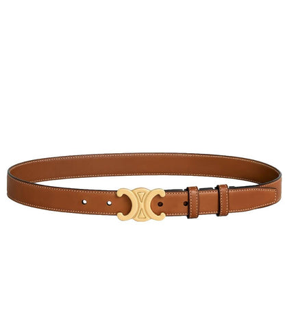 Leather Belt with Adjustable Fit and Gold Buckle for Everyday and Formal Wear