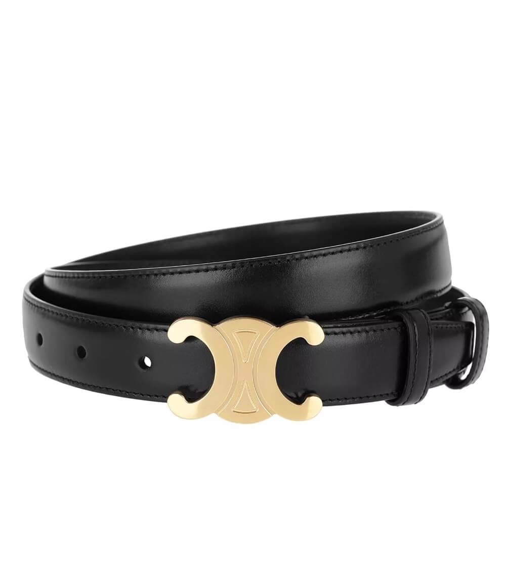 Leather Belt with Adjustable Fit and Gold Buckle for Everyday and Formal Wear