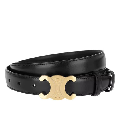 Leather Belt with Adjustable Fit and Gold Buckle for Everyday and Formal Wear