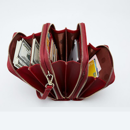 Leather Phone Purse with Secure Compartments and Adjustable Shoulder Strap