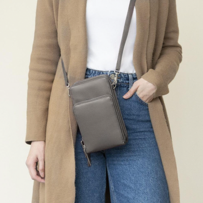 Leather Phone Purse with Secure Compartments and Adjustable Shoulder Strap