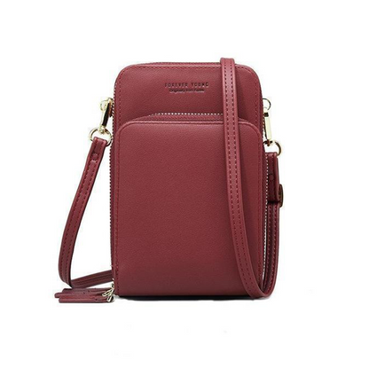Leather Phone Purse with Secure Compartments and Adjustable Shoulder Strap