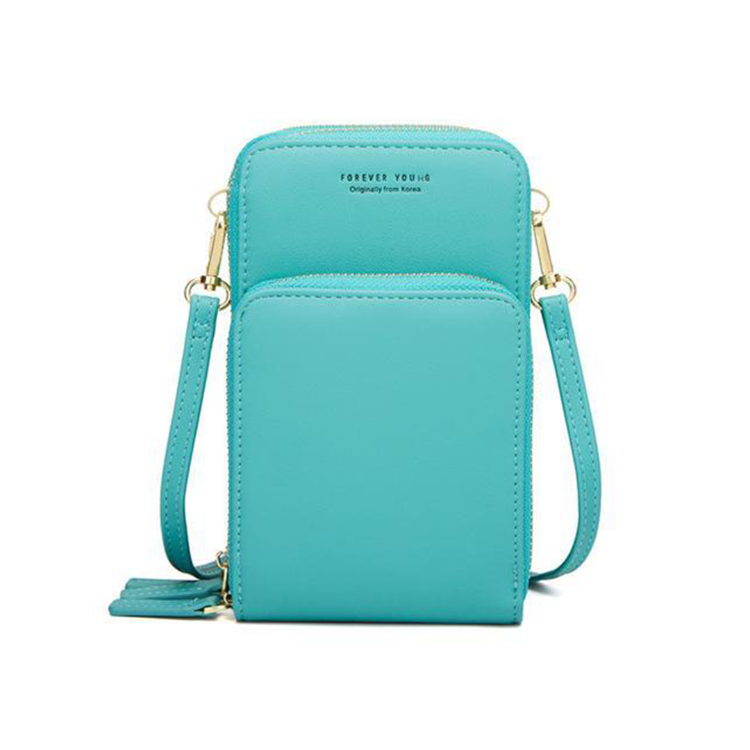 Leather Phone Purse with Secure Compartments and Adjustable Shoulder Strap