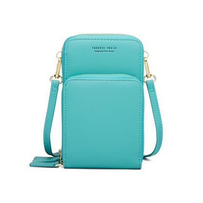 Leather Phone Purse with Secure Compartments and Adjustable Shoulder Strap
