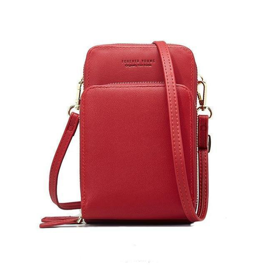 Leather Phone Purse with Secure Compartments and Adjustable Shoulder Strap