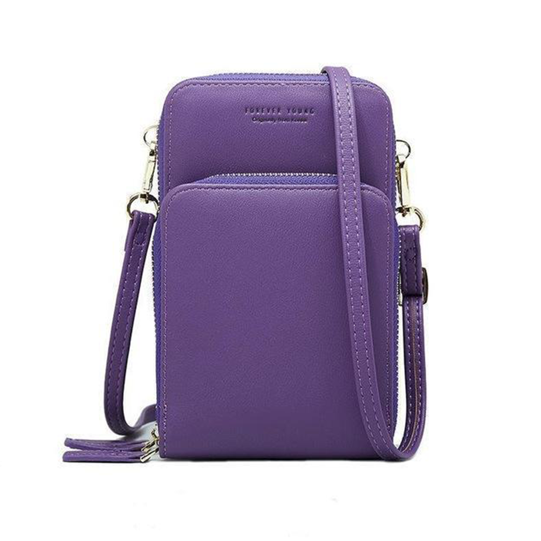 Leather Phone Purse with Secure Compartments and Adjustable Shoulder Strap