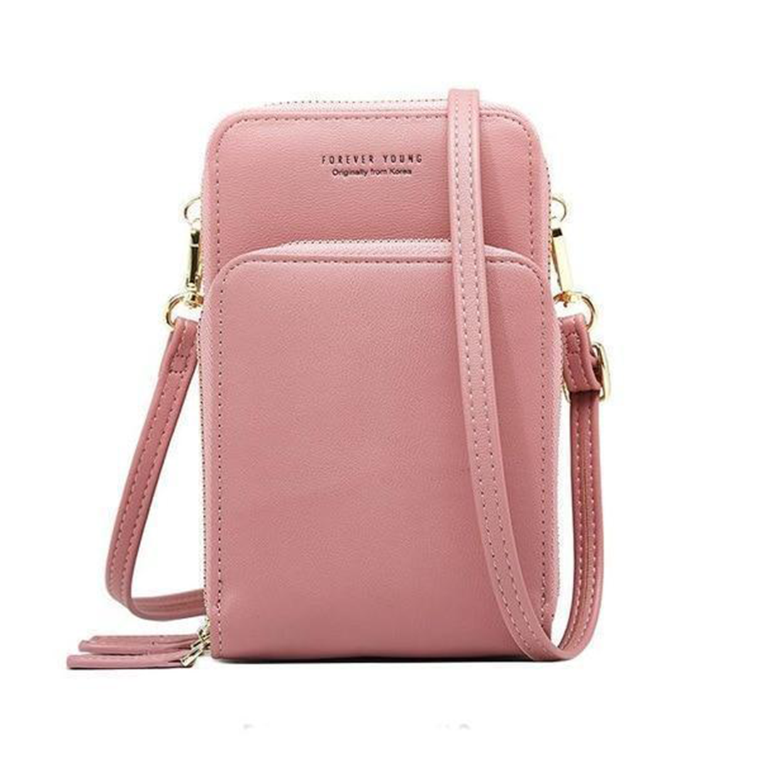 Leather Phone Purse with Secure Compartments and Adjustable Shoulder Strap