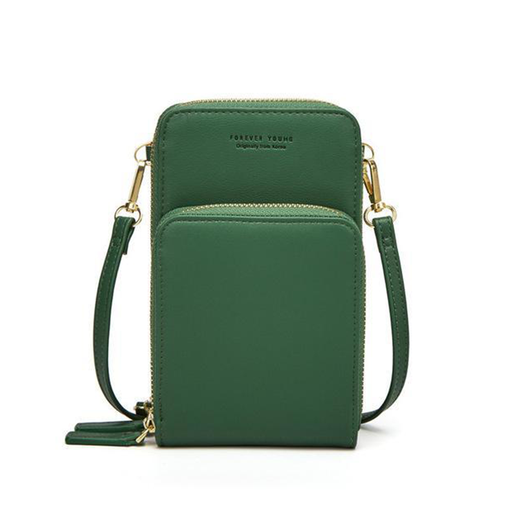 Leather Phone Purse with Secure Compartments and Adjustable Shoulder Strap