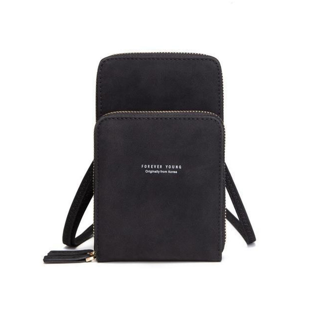 Leather Phone Purse with Secure Compartments and Adjustable Shoulder Strap