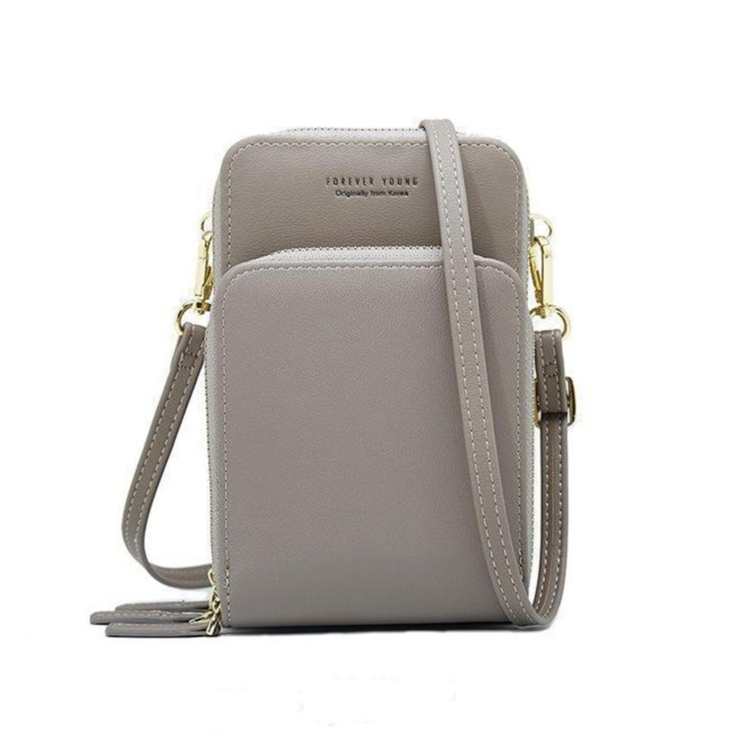 Leather Phone Purse with Secure Compartments and Adjustable Shoulder Strap