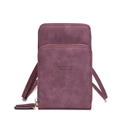 Leather Phone Purse with Secure Compartments and Adjustable Shoulder Strap