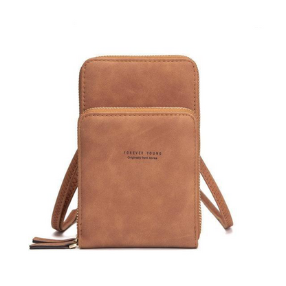 Leather Phone Purse with Secure Compartments and Adjustable Shoulder Strap