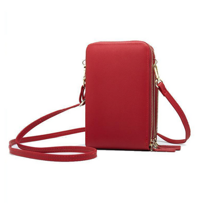 Leather Phone Purse with Secure Compartments and Adjustable Shoulder Strap