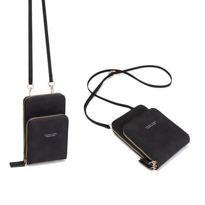 Leather Phone Purse with Secure Compartments and Adjustable Shoulder Strap