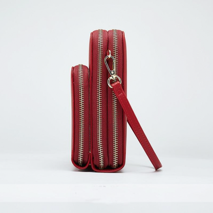 Leather Phone Purse with Secure Compartments and Adjustable Shoulder Strap