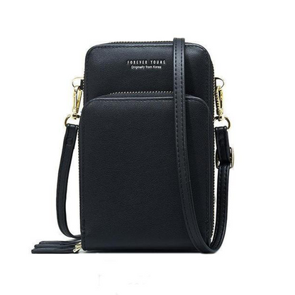 Leather Phone Purse with Secure Compartments and Adjustable Shoulder Strap