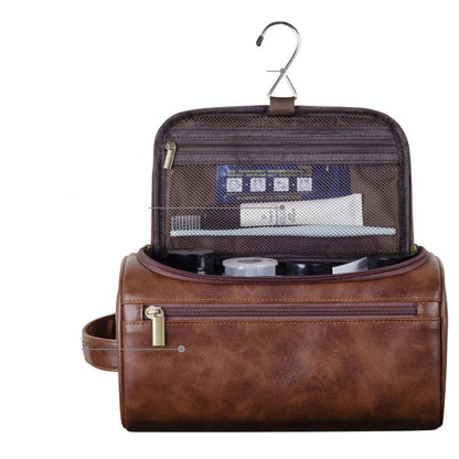 Leather Toiletry Bag with Organised Compartments