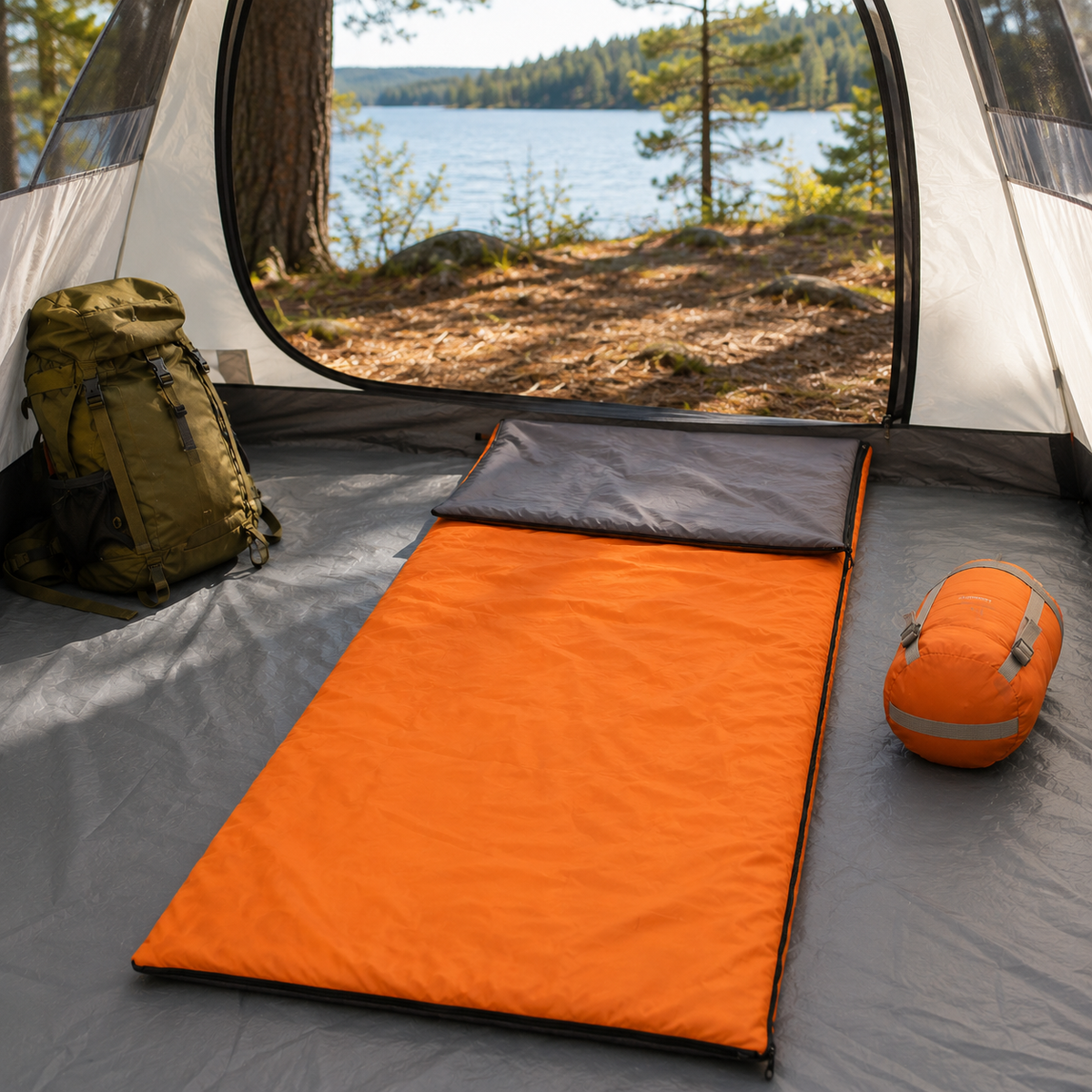 Lightweight Envelope Sleeping Bag for Three-Season Camping