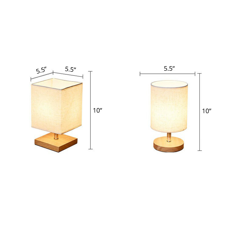 LinenWood Minimalist Table Lamp with Wooden Base and Linen Shade