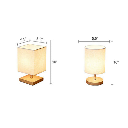 LinenWood Minimalist Table Lamp with Wooden Base and Linen Shade