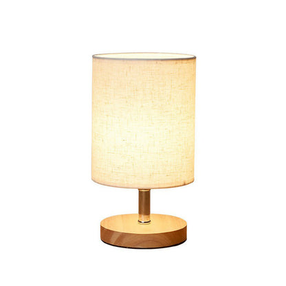 LinenWood Minimalist Table Lamp with Wooden Base and Linen Shade