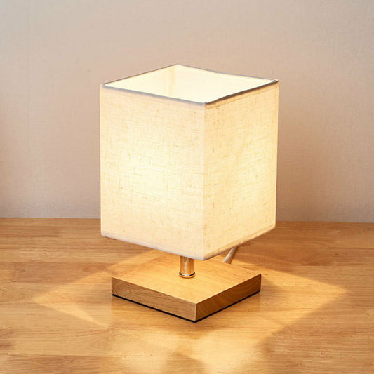 LinenWood Minimalist Table Lamp with Wooden Base and Linen Shade