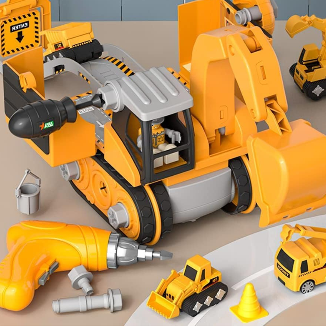 LittleBuilder Construction Truck Excavator and Crane Playset