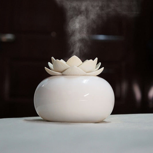 Lotiscent Ceramic Lotus Aroma Humidifier with Essential Oil Diffuser