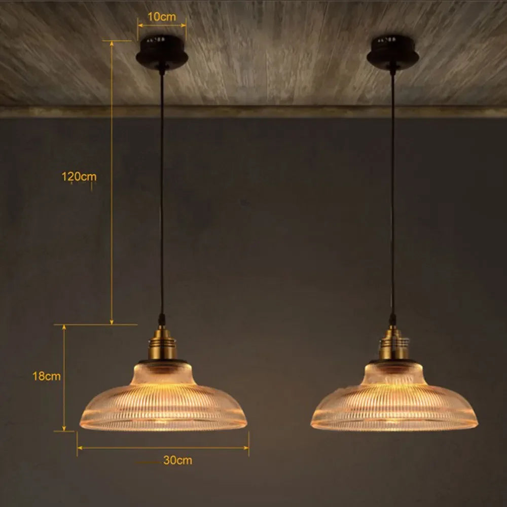 LumiAura Scandinavian Glass Pendant Light Vintage Style Hanging Lamp