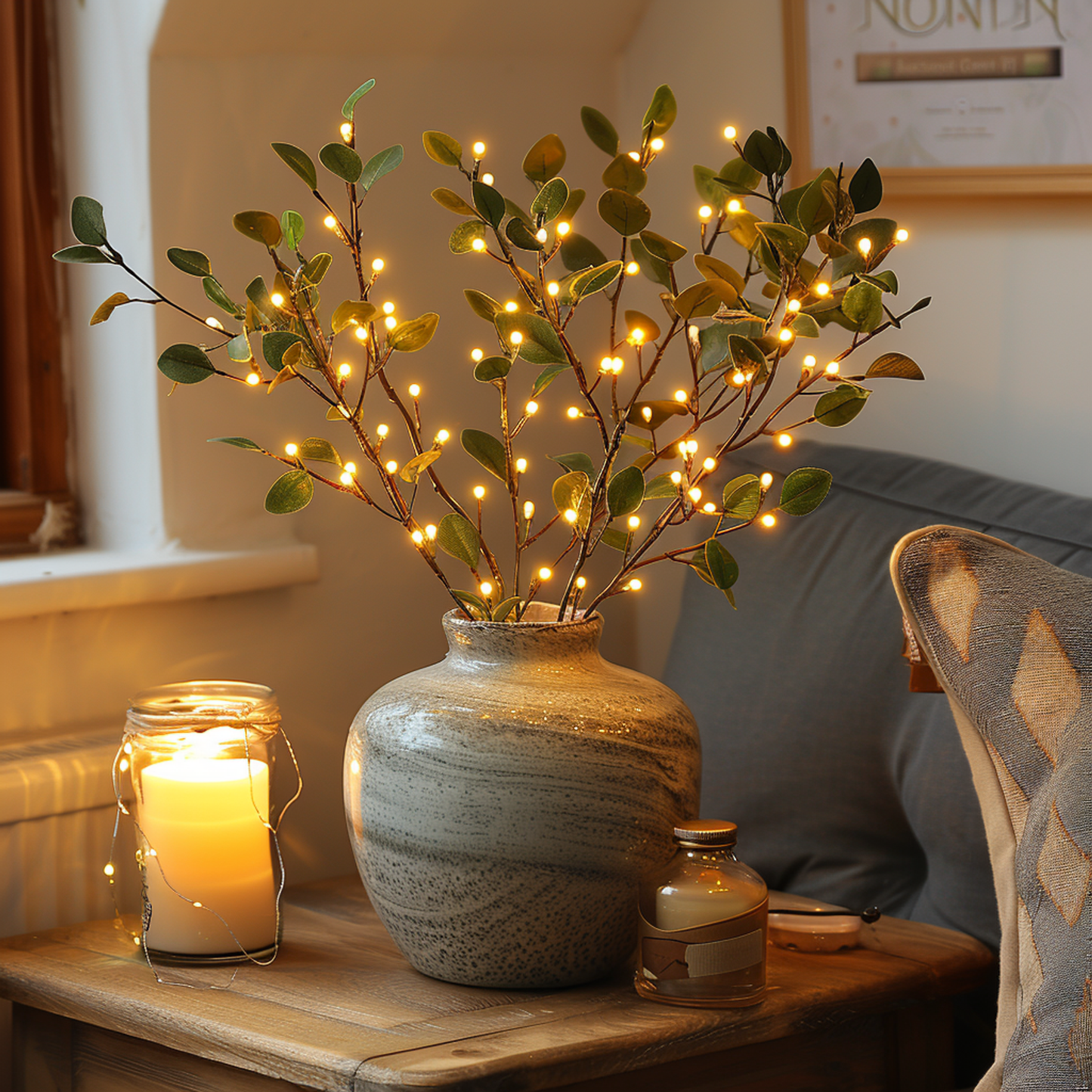 LumiVista Olive Branch LED String Light 70cm Warm White Decorative Light