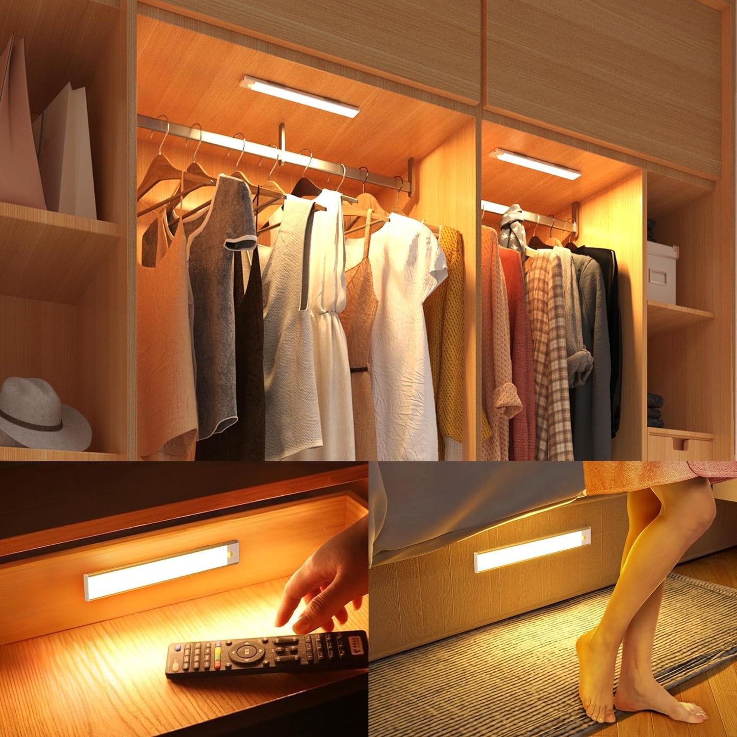 LuminaLux Wireless LED Motion Sensor Light Rechargeable Under Cabinet Lamp