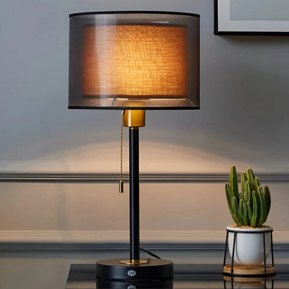 Lumis Vintage Table Lamp with Double Fabric Shade