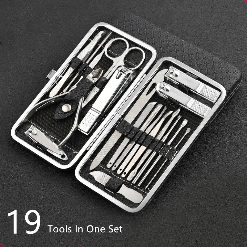 LuxeTools 19 Piece Stainless Steel Manicure and Pedicure Set with Travel Case