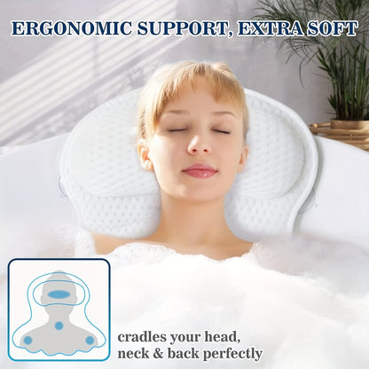 LuxieSpa 4D Bath Pillow Neck and Back Support Cushion