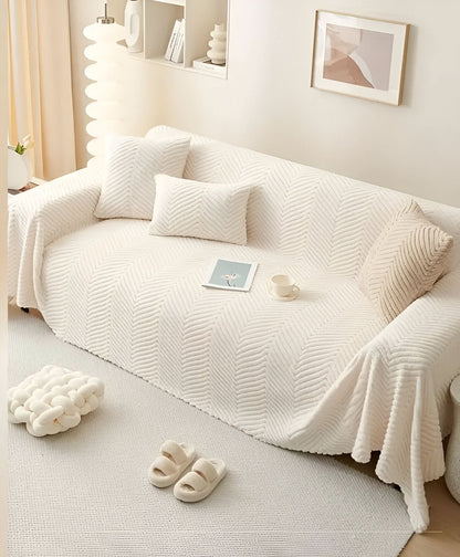 LuxuraWrap Sofa Cover – Soft Geometric Non-Slip Pet-Friendly Couch Protector