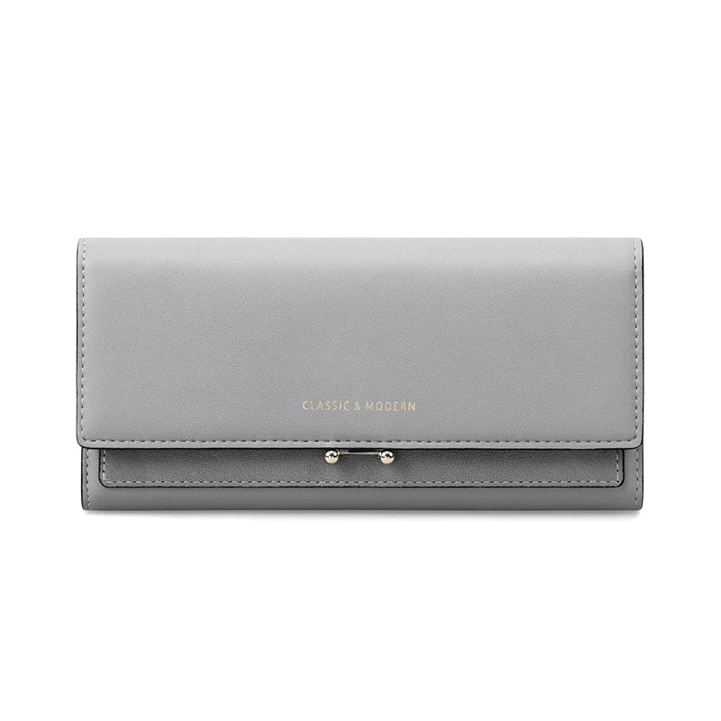 Luxury Long Wallet Clutch with Card Slots and Phone Holder for Everyday Elegance