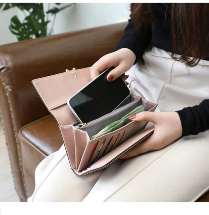 Luxury Long Wallet Clutch with Card Slots and Phone Holder for Everyday Elegance