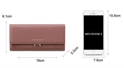 Luxury Long Wallet Clutch with Card Slots and Phone Holder for Everyday Elegance