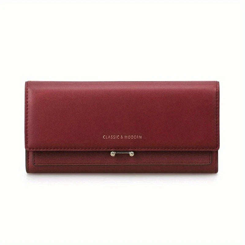 Luxury Long Wallet Clutch with Card Slots and Phone Holder for Everyday Elegance