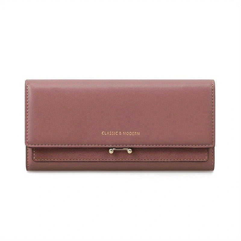 Luxury Long Wallet Clutch with Card Slots and Phone Holder for Everyday Elegance